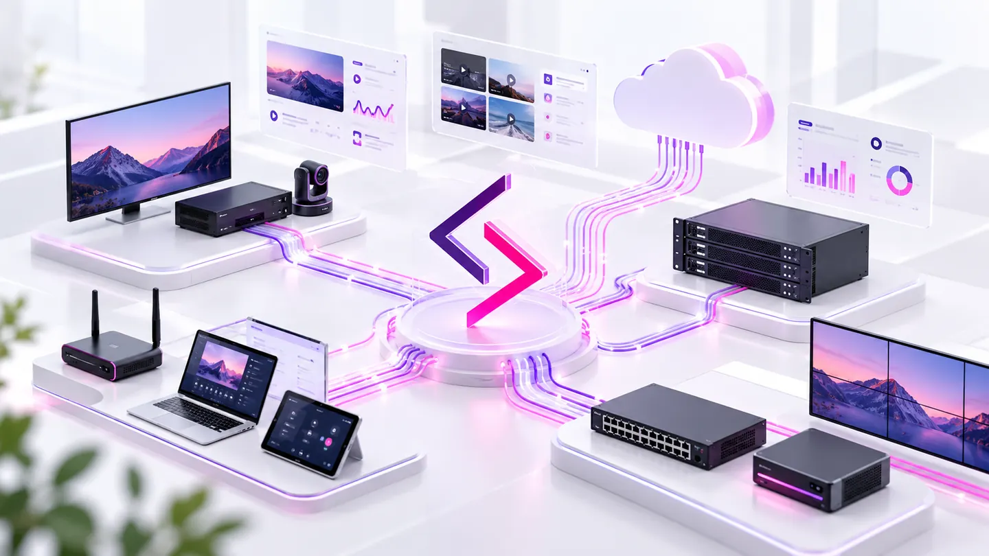 Illustration of connected AV, IT and network infrastructure